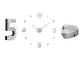 Large 3D Wall Clock, Adhesive, 130 cm, Silent, Silver