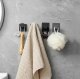 Set of 4 Self-Adhesive Black Bathroom Hooks