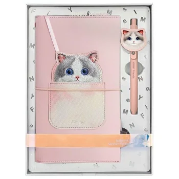 Nimmy 2in1 notebook + pen pink Big Eyed Pet 2.0 Cat set