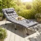MultiGarden Folding Garden Sun Lounger with Mattress and Pillow, Grey