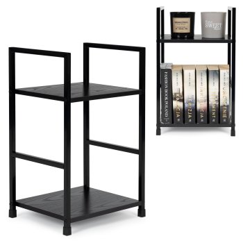Modern Loft 2-Tier Shelf Unit Bedside Table, Black ModernHome