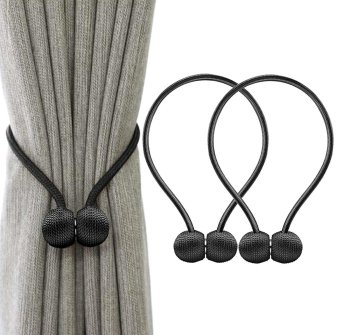 Magnetic Curtain Tiebacks Set of 2, Black