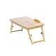 Bamboo laptop table with adjustable height and tilt, fits up to 17\"