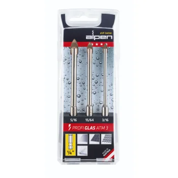 Alpen Profi Glass ATM 3-289 Glass Drill Bit Set, 3-Piece (3, 6, 8 mm)