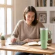 Berdsen Vacuum Thermos Mug with Straw Set, 1180 ml, Green