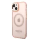 Guess Gold Outline MagSafe Case for iPhone 14 Rose Gold