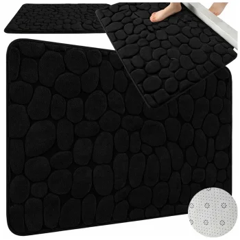 Non-Slip Soft Absorbent Bath Mat 80x50 cm, Black