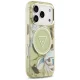 Guess IML Glitter Flowers Triangle MagSafe Case for iPhone 17 Pro / 18 Pro - Green