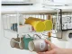 Under-Shelf Hanging Metal Basket with 5 Hooks and Paper Towel Holder, White