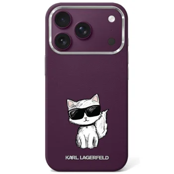 Karl Lagerfeld Smooth Choupette Sketch MagSafe Case for iPhone 17 Pro / 18 Pro, Burgundy