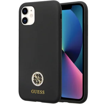 Guess iPhone 11 / XR Case Silicone Logo Strass 4G, Black