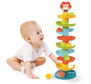 Ball Drop Tower Toy with 6 Balls Spiral Slide for Toddlers 18+ Months