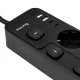 Huslog Power Strip with 5 Switches, 4 Schuko Outlets, 4x USB, 1.5m, Black