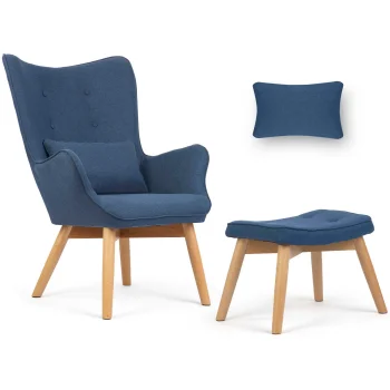 Sofotel Norse Wingback Armchair with Footstool, Blue