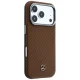 Mercedes Leather Semi Wrap Wood Effect MagSafe Case for iPhone 17 Pro, Brown