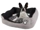 Plush Pet Bed with Removable Cushion, 60x50 cm, Grey/Black