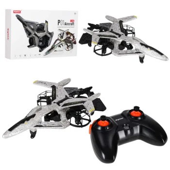 RC dronas lėktuvas Syma P01 2.4 GHz su LED apšvietimu ir triukais, sidabrinis