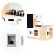 Large Modular Wooden Play Kitchen for Kids XXL with Chalkboard & LED Lights ECOTOYS