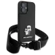 Karl Lagerfeld iPhone 16 Case Saffiano Karl&Choupette Metal Pin with Strap, Black
