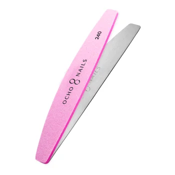 Ocho Nails Half-Moon Metal Nail File Base with 10 Pads 240 Grit