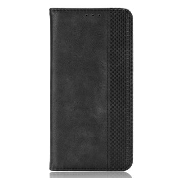 OnePlus 9 Vintage Style Magnetic Leather Wallet Case Cover, Black