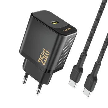 Dudao A27CEU PD 25W GaN USB-C Wall Charger with USB-C Cable - Black