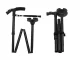 Folding Walking Cane with 6 LED Flashlight and 4-Point Base, Black