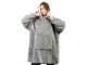 Warm Oversized Hoodie Blanket, Thick 2-in-1 Wearable Sweatshirt, Grey