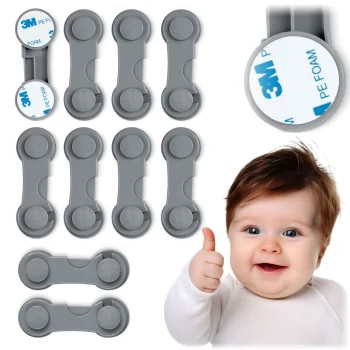 Ricokids 798301 Cabinet and Drawer Safety Locks, 10 pcs, Grey
