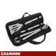 BBQ Grill Tool Set 3-Piece Stainless Steel Kaminer 27180, Black