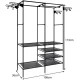 Ruhhy Clothes Rack with Shelves Black