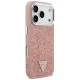 Guess Glitter Triangle Logo MagSafe Phone Case Cover iPhone 17 Pro - Pink