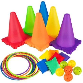 3 in 1 Toss Game Set for Kids with Rings, Bean Bags, and Cones