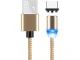 Magnetic Charging Cable 3-in-1 (Micro USB, Type-C, Lightning), 1m, Gold