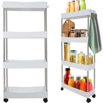 Ruhhy 00024291 4-Tier Rolling Storage Cart, White