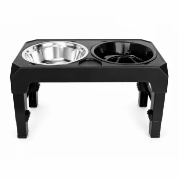Double Dog Bowl on Adjustable Stand, Black