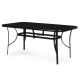 MultiGarden Outdoor Patio Table 160x90 cm Tempered Glass Umbrella Hole, Black