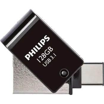 Philips 2 in 1 OTG 128GB USB Flash Drive USB 3.1 and USB-C, Midnight Black