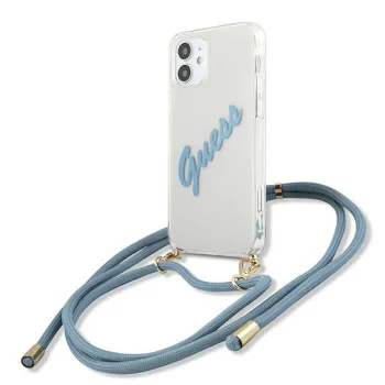 Guess iPhone 12 mini Case Script Vintage, Transparent/Blue