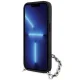Karl Lagerfeld iPhone 14 Case Saffiano Monogram Chain, Black