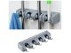 Wall Mounted Broom and Tool Holder Organizer, Grey