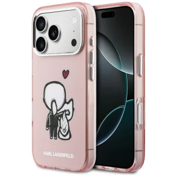 Karl Lagerfeld Karl & Choupette Back MagSafe Case for iPhone 17 Pro Max, Pink