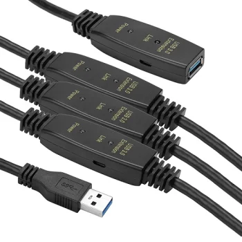 Active Extension Cable USB 3.0 Type-A Male to Female, 30m, Black
