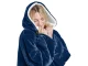 Warm Oversized Hoodie Blanket, Soft Wearable Robe with Hood, Navy Blue