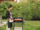 Large Charcoal Garden Grill with Shelves and Wheels, Black