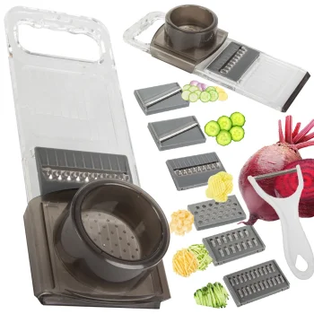 Vegetable and Fruit Slicer Grater with 6 Blades, Holder and Peeler
