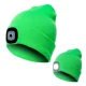 Rechargeable LED Beanie Hat with Light, Green