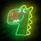 Dinosaur Neon Sign Forever Light JURASSIC DINO FLNJ02 USB LED Wall Light for Kids, green