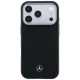 Mercedes Leather Semi Wrap Wood Effect MagSafe Case for iPhone 17 Pro, Black