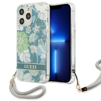 Guess Case for iPhone 13 / 13 Pro Flower Strap Green